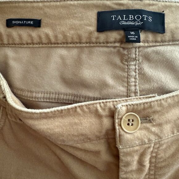 Talbot's Stretch Corduroy Straight Leg Pants 16 Tan Classic Preppy Trousers - Picture 8 of 9